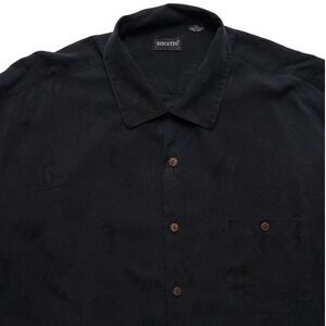 Riscatto‎ Silk Shirt Mens XXL Black Nautical Fish Resort Button Up